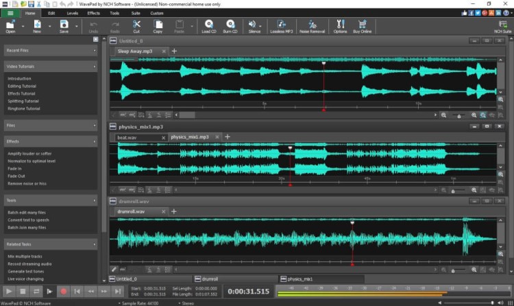 Audio Editing Software, WavePad interface.
