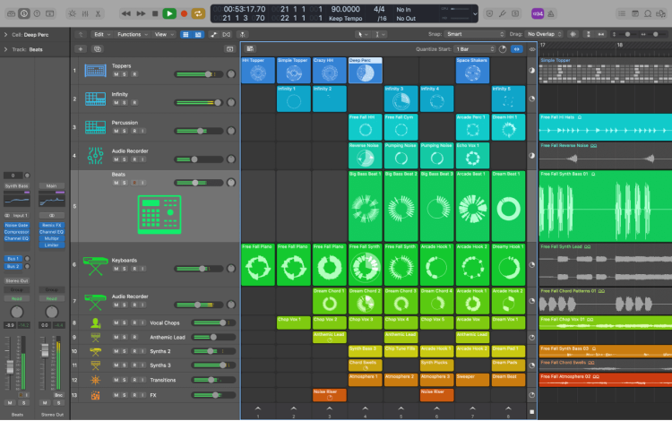 Audio Editing Software, Logic Pro X interface.