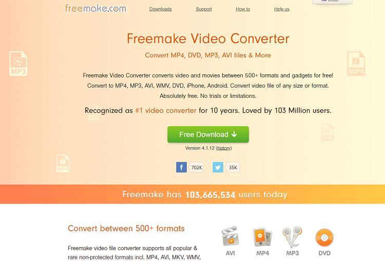 This is the homepage of Freemake Video Converter editing software.