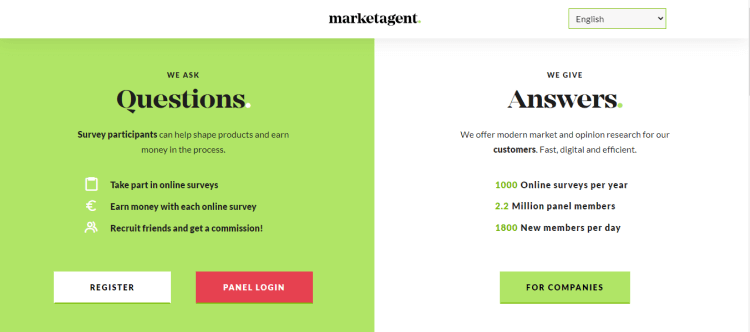 Screenshot from Marketagent - online surveys for money