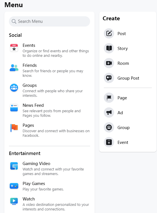 Open Facebook and travel to the Facebook menu.