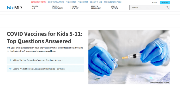 Scientific Fitness Blog, WebMD page with top questions answered about COVID vaccines post.